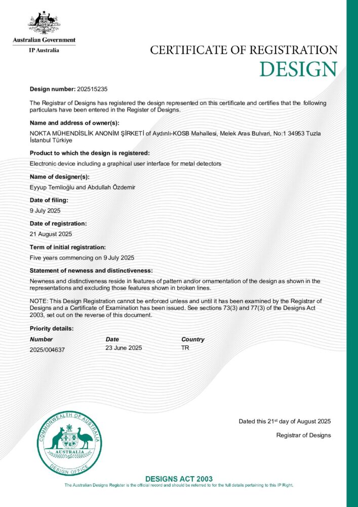 Сертифікат: Design Rights (Interface) IP Australia